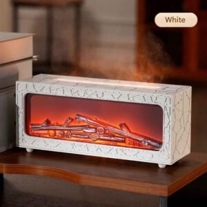 3D Flame Effect Aroma Diffuser Humidifier – Remote Controlled Desktop Electric Fireplace with Essential Oil Function