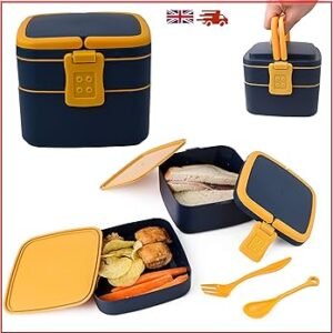 Premium Double-Layer Portable Lunch Box with Built-in Cutlery & Handle