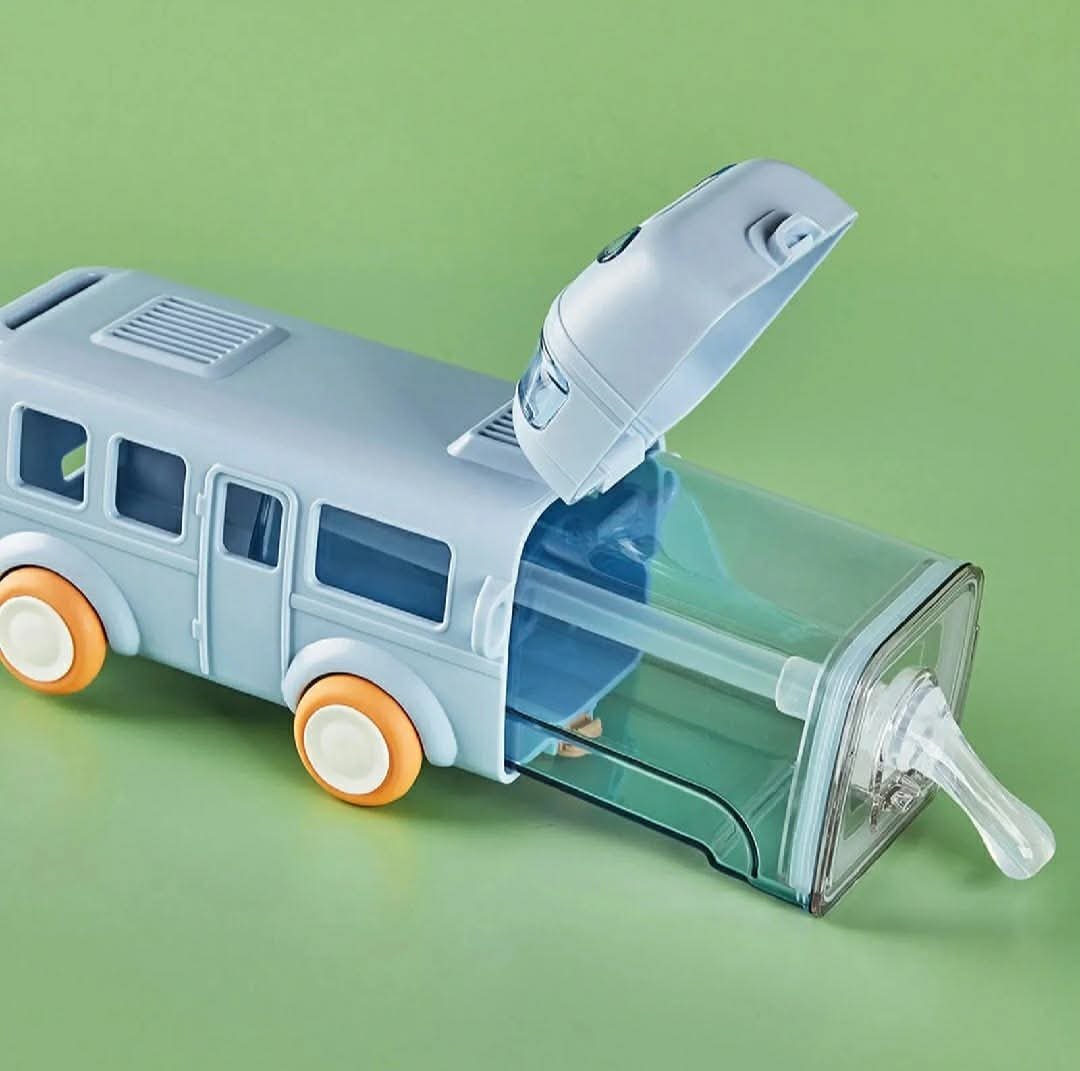 Bus Shape Kids Water Bottle with Straw & Carry Strap 3