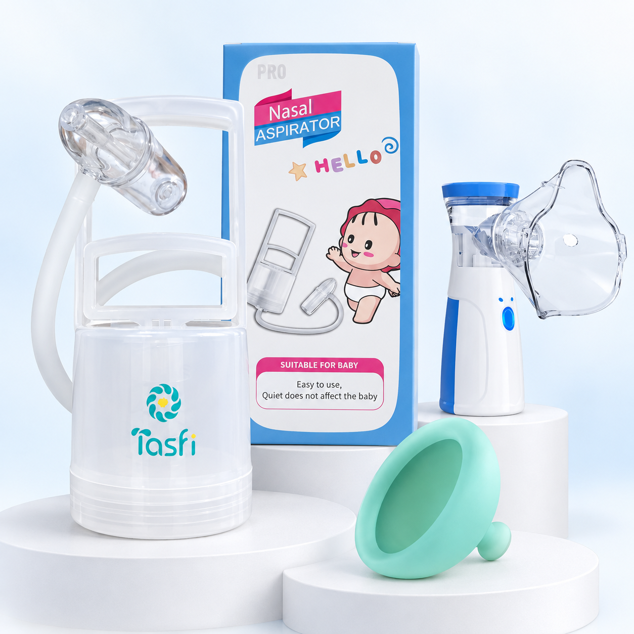 Tasfi Baby Care Combo – Nasal Aspirator, Cough Relief Cup & Mesh Nebulizer